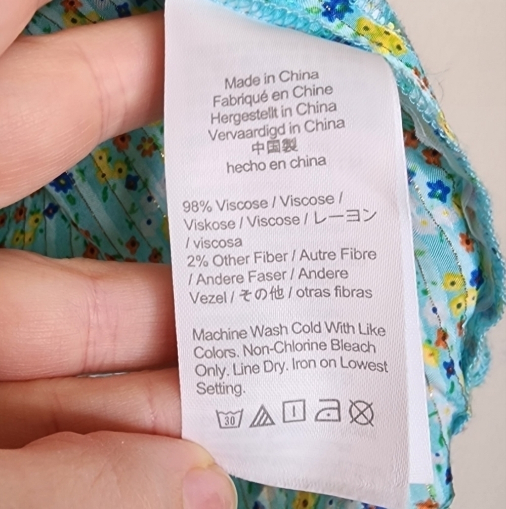 J. Crew Aqua Floral Field Day Print Ruffle Blouse L - Picture 7 of 9